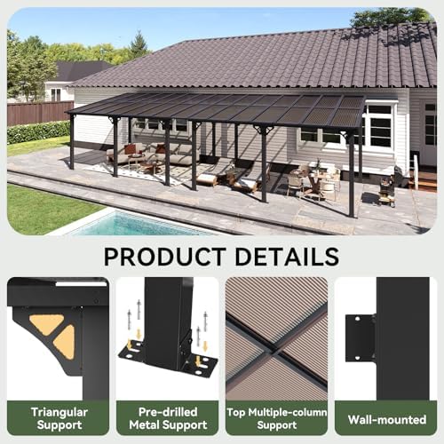 10’x30’ Gazebo with Aluminum Frame & Polycarbonate Panel, Black in Black, alternate view 3
