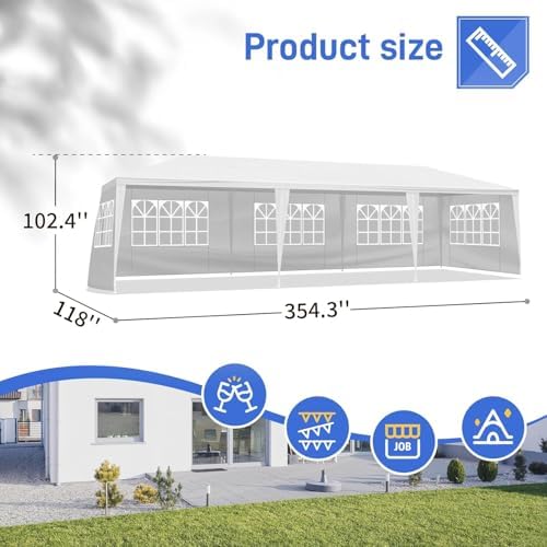 10'x30' Outdoor Canopy Tent, Party Tent with 5 Removable Sidewalls, Event Tents for Parties, Outside Waterproof, alternate