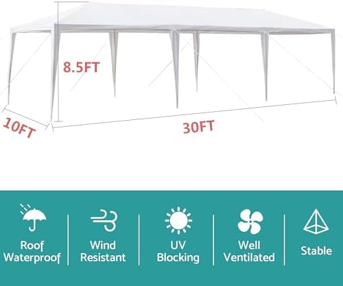 10'x30' Outdoor Canopy Tent, Party Tent Without Removable Sidewalls, Event Tents for Parties, Outside Waterproof, alternate