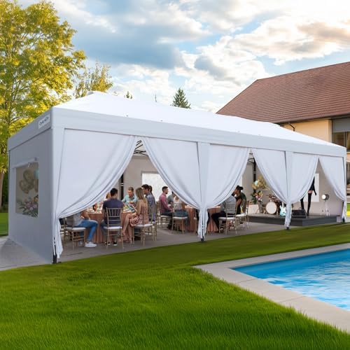 10'x30' Pop up Canopy with Sidewalls in White