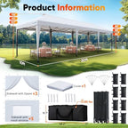 10'x30' Pop up Canopy with Sidewalls in White, alternate view 2