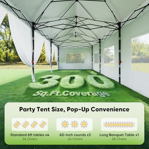 10'x30' Pop up Canopy with Sidewalls in White, alternate view 3