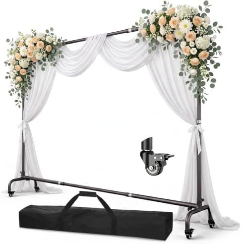 10 x7.5ft Rolling Backdrop Stand with Wheels, Adjustable and Moveable in 10 x7.5ft