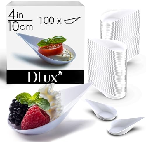 100 4-in Tear Drop Mini Appetizer Plates, White in 4"x2" in White (100 dishes), alternate view 2