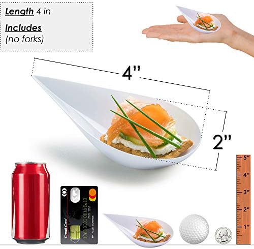100 4-in Tear Drop Mini Appetizer Plates, White in 4"x2" in White (100 dishes), alternate view 3