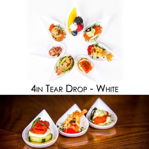 100 4-in Tear Drop Mini Appetizer Plates, White in 4"x2" in White (100 dishes), alternate view 4