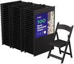100 Black Resin Folding Chairs, Stackable Event & Party Chairs, 800 LB Weight Capacity, Indoor Outdoor in Black
