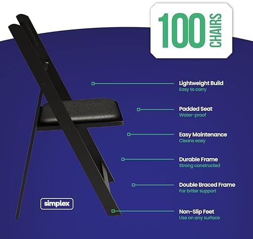 100 Black Resin Folding Chairs, Stackable Event & Party Chairs, 800 LB Weight Capacity, Indoor Outdoor in Black, alternate