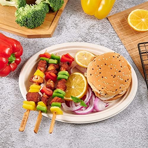 100% Compostable Oval Paper Plates 10 inch 125 Pack, Nature in 10 inches in 10 in Nature, alternate view 2