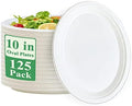 100% Compostable Oval Paper Plates 10 inch 125 Pack, White in 10 inches in 10 in 125 Pack White