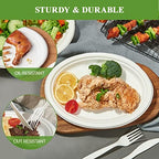 100% Compostable Oval Paper Plates 10 inch 125 Pack, White in 10 inches in 10 in 125 Pack White, alternate view 5