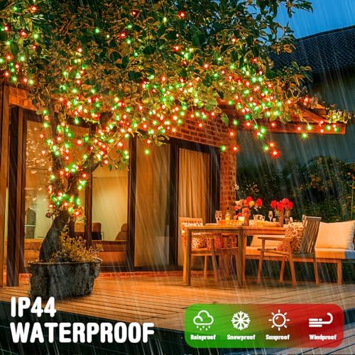 100 LED Connectable Red and Green Christmas Lights with 8 Modes in Red Green, alternate view 3