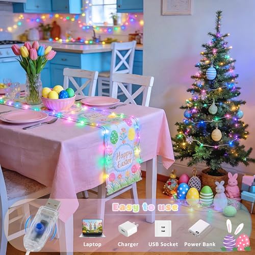 100 LED Easter Fairy Lights Indoor Pastel Christmas Lights USB, alternate view 4