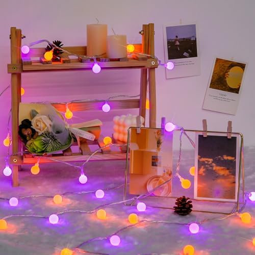 100 LED Globe Orange and Purple Halloween Lights Indoor Remote, alternate view 2