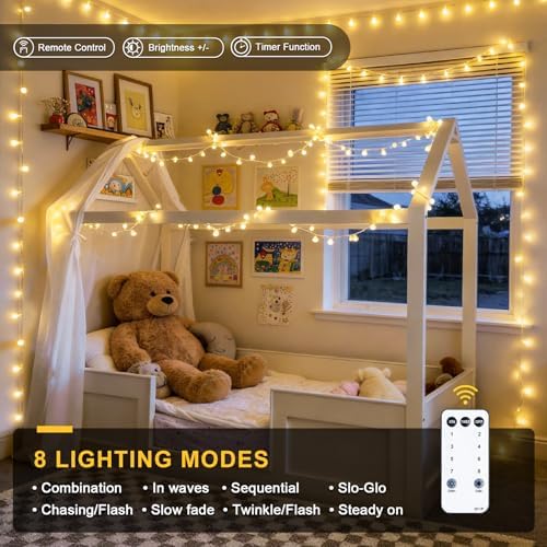 100 LED Globe String Lights Indoor Bedroom, 33ft Classroom Lights (Pack of 2), alternate view 5