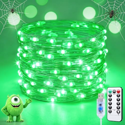 100 LED Green Halloween Fairy Lights Plug in with Remote