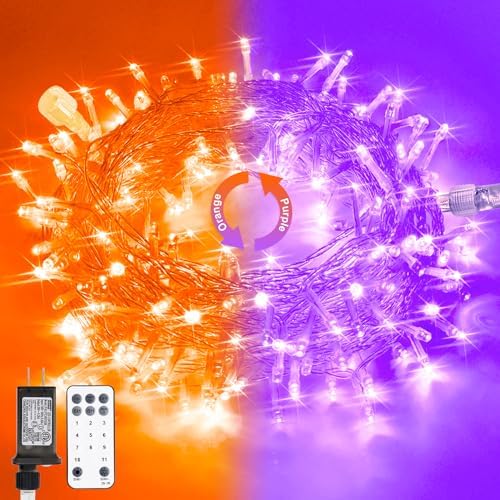 100 LED Orange & Purple Halloween Lights Plug in