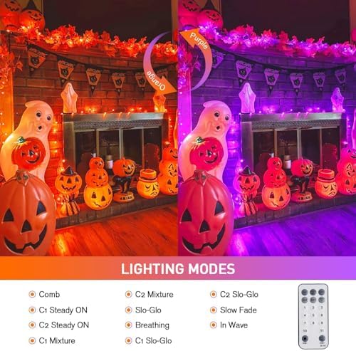 100 LED Orange & Purple Halloween Lights Plug in, alternate view 3