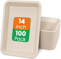 100 Pack 14 in Compostable Natural Disposable Food Crawfish Trays in Nature-100pack