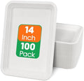 100 Pack 14 in Compostable White Disposable Food Crawfish Trays in White-100pack