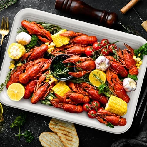 100 Pack 14 in Compostable White Disposable Food Crawfish Trays in White-100pack, alternate view 2