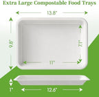 100 Pack 14 in Compostable White Disposable Food Crawfish Trays in White-100pack, alternate view 3