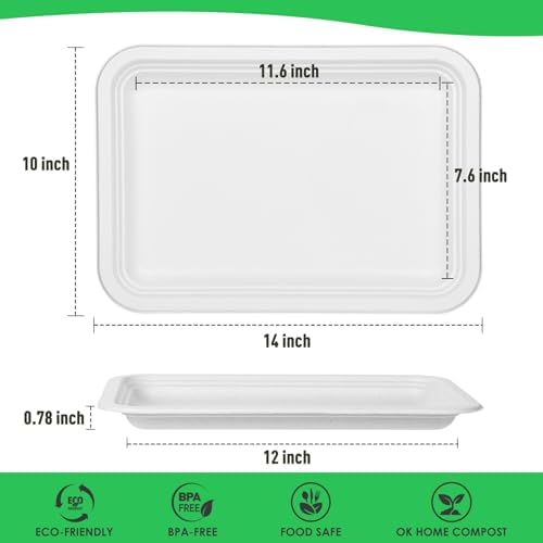100 Pack 14 Inch Disposable Food Trays Crawfish Trays Heavy-Duty in 14 in 100 count in White, alternate view 3
