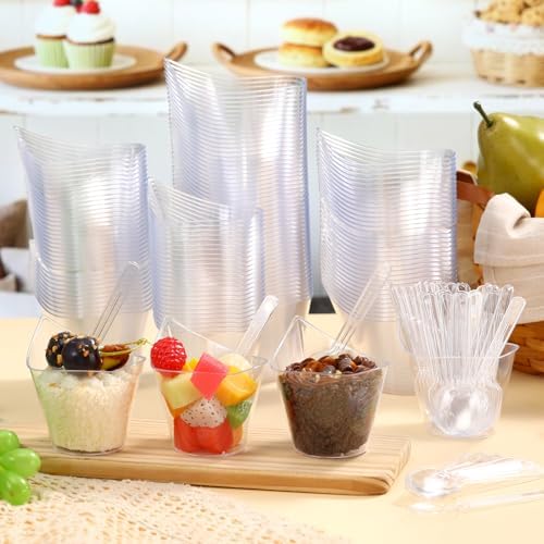 100 Pack 5 Oz Clear Clear Plastic Dessert Cups in 5 oz in Clear, alternate view 2