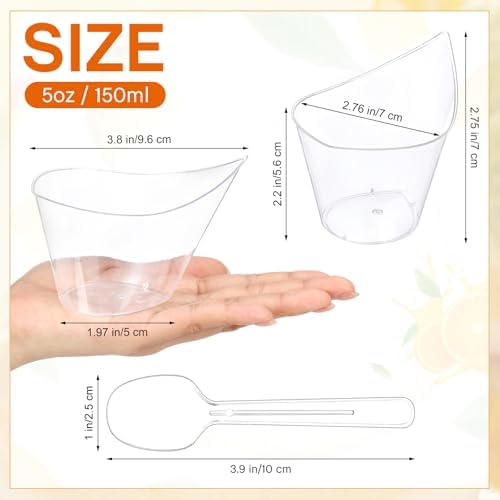 100 Pack 5 Oz Clear Clear Plastic Dessert Cups in 5 oz in Clear, alternate view 3