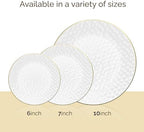 100 Pack 7 Inch Clear Plastic Plates - Hammered Gold Rimmed Sturdy, Durable And Extra Heavy duty Gold Plastic, alternate view