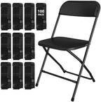 100 Pack Black Folding Chairs for School Events Wedding Party Picnic