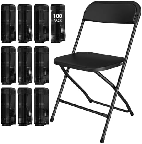 100 Pack Black Folding Chairs for School Events Wedding Party Picnic