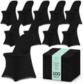 100 Pack Black Spandex Folding Chair Covers, Stretch Polyester Slipcovers for Wedding, Party & Dining Chairs