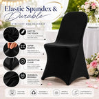 100 Pack Black Spandex Folding Chair Covers, Stretch Polyester Slipcovers for Wedding, Party & Dining Chairs, alternate view