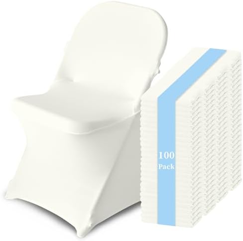 100 Pack Chair Covers for Folding Chairs, Polyester Spandex Chair Cover Stretch Slipcovers for Banquet, Wedding