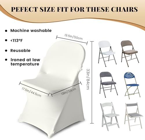 100 Pack Chair Covers for Folding Chairs, Polyester Spandex Chair Cover Stretch Slipcovers for Banquet, Wedding, alternate