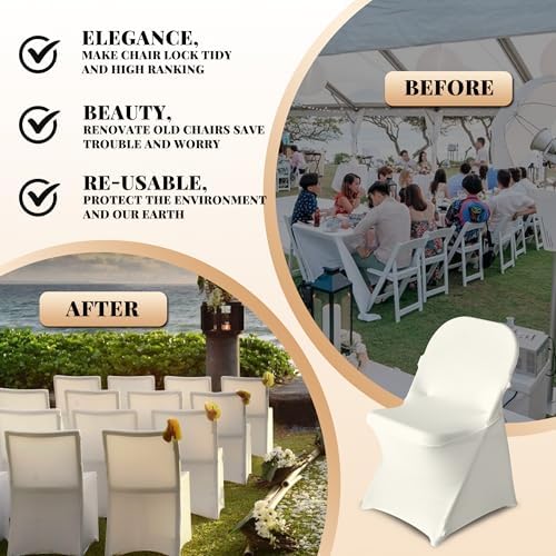 100 Pack Chair Covers for Folding Chairs, Polyester Spandex Chair Cover Stretch Slipcovers for Banquet, Wedding, alternate