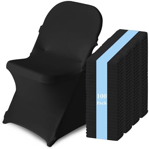 100 Pack Chair Covers for Folding Chairs, Polyester Spandex Chair Cover Stretch Slipcovers for Banquet, Wedding