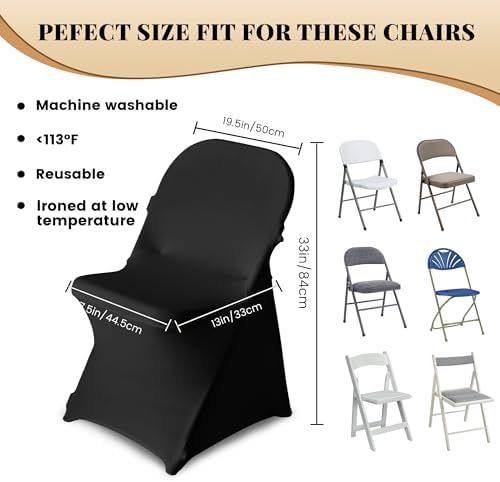100 Pack Chair Covers for Folding Chairs, Polyester Spandex Chair Cover Stretch Slipcovers for Banquet, Wedding, alternate