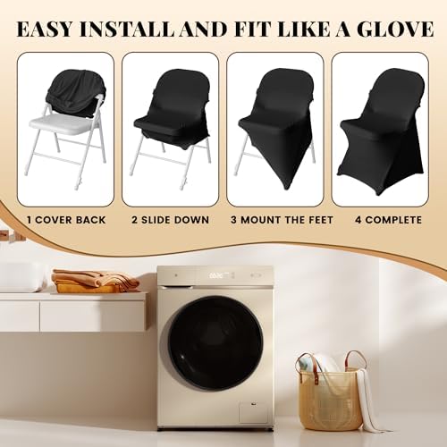 100 Pack Chair Covers for Folding Chairs, Polyester Spandex Chair Cover Stretch Slipcovers for Banquet, Wedding, alternate