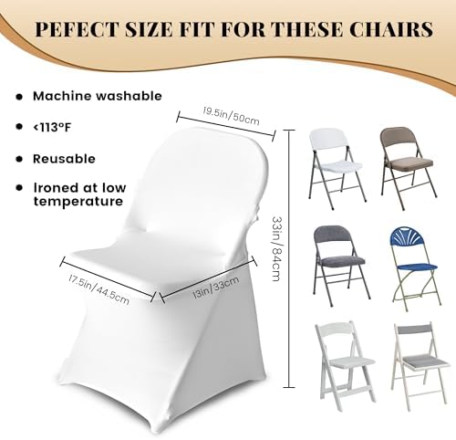 100 Pack Chair Covers for Folding Chairs, Polyester Spandex Chair Cover Stretch Slipcovers for Banquet, Wedding, alternate