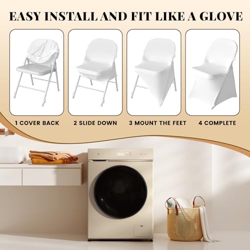 100 Pack Chair Covers for Folding Chairs, Polyester Spandex Chair Cover Stretch Slipcovers for Banquet, Wedding, alternate