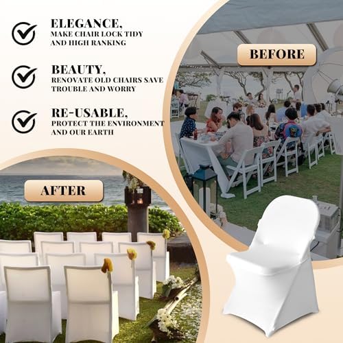 100 Pack Chair Covers for Folding Chairs, Polyester Spandex Chair Cover Stretch Slipcovers for Banquet, Wedding, alternate