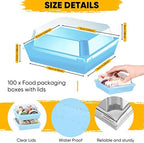 100 Pack Charcuterie Boxes with Clear Lids 5 Inch Cookie Box, Blue in Blue, alternate view 2