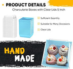 100 Pack Charcuterie Boxes with Clear Lids 5 Inch Cookie Box, Blue in Blue, alternate view 6