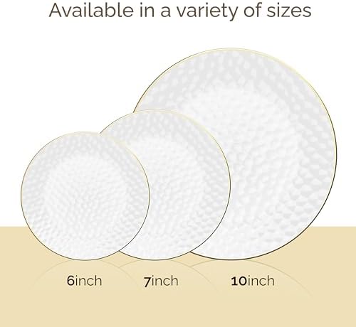 100 Pack Clear Plastic Plates For Wedding - 10 IN Hammered Gold Rimmed Sturdy, Durable And Extra Heavy duty Gold, alternate