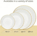 100 Pack Clear Plastic Plates For Wedding - 9 Inch Hammered Gold Rimmed Sturdy, Durable And Extra Heavy duty, alternate view