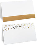 100 Pack Gold Place Cards for Wedding Party Reception, 2" X 3.5, Double Design, Gold Foil Stars and Line, Scored