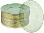 100 Pack Green Plastic Plates - 6 Inch Hammered With Gold Rim, Sturdy, Durable And Extra Heavy duty Green