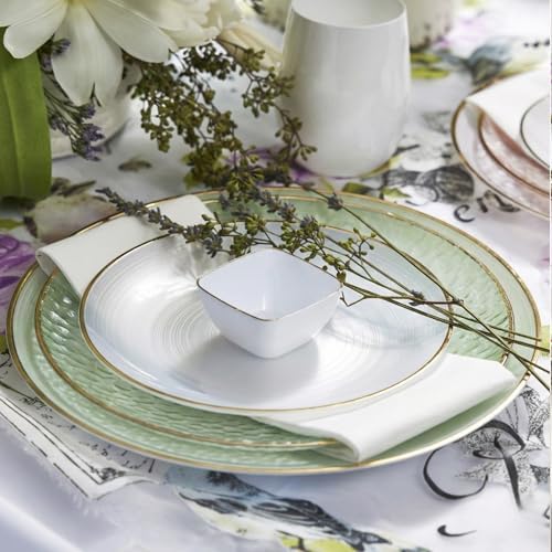 100 Pack Green Plastic Plates - 6 Inch Hammered With Gold Rim, Sturdy, Durable And Extra Heavy duty Green, alternate view 2
